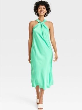 a new day Halter Slip Dress Aqua Green Size XL NWT